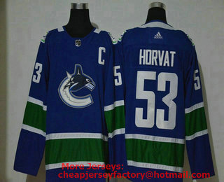 Men's Vancouver Canucks #53 Bo Horvat NEW Blue With C Patch Adidas Stitched NHL Jersey