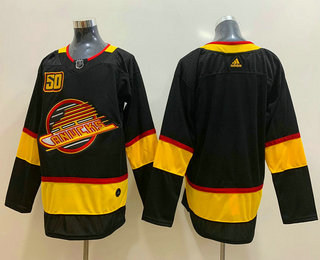 Men's Vancouver Canucks Blank Black 50th Season Adidas Stitched NHL Jersey