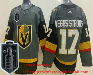 Men's Vegas Golden Knights #17 Vegas Strong Gray 2023 Stanley Cup Final Authentic Jerse