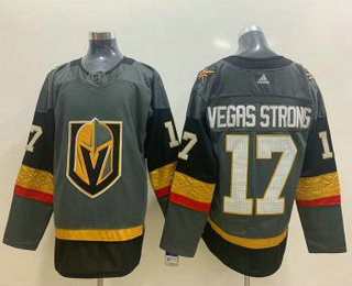 Men's Vegas Golden Knights #17 Vegas Strong Gray Adidas Stitched NHL Jersey