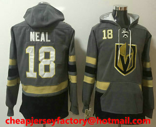 Men's Vegas Golden Knights #18 James Neal Gray Pocket Stitched NHL Old Time Hockey Pullover Hoodie
