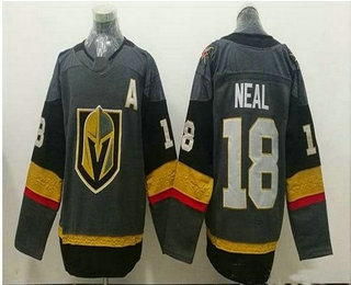 Men's Vegas Golden Knights #18 James Neal Gray With A Patch 2017-2018 Hockey Stitched NHL Jersey