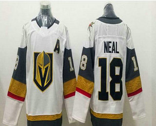 Men's Vegas Golden Knights #18 James Neal White With A Patch 2017-2018 Hockey Stitched NHL Jersey