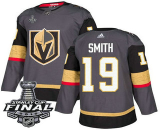 Men's Vegas Golden Knights #19 Reilly Smith Gray Stitched NHL Home with 2018 Stanley Cup Final Patch  Jersey