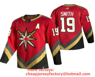 Men's Vegas Golden Knights #19 Reilly Smith Red Adidas 2020-21 Alternate Authentic Player NHL Jersey