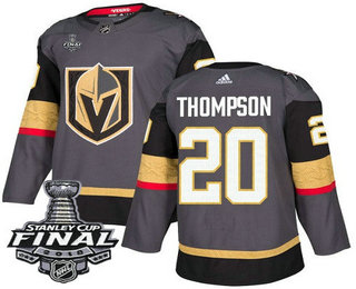 Men's Vegas Golden Knights #20 Paul Thompson Gray Stitched NHL Home with 2018 Stanley Cup Final Patch  Jersey