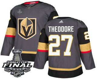 Men's Vegas Golden Knights #27 Shea Theodore Gray Stitched NHL Home with 2018 Stanley Cup Final Patch  Jersey