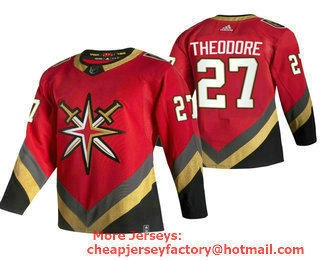 Men's Vegas Golden Knights #27 Shea Theodore Red Adidas 2020-21 Alternate Authentic Player NHL Jersey