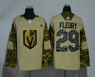 Men's Vegas Golden Knights #29 Marc-Andre Fleury Camo 2017 Veterans Day Stitched NHL Jersey