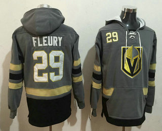 Men's Vegas Golden Knights #29 Marc-Andre Fleury Gray Stitched NHL Old Time Hockey Hoodie