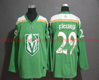 Men's Vegas Golden Knights #29 Marc-Andre Fleury Green 2019 St. Patrick's Day Adidas Stitched NHL Jersey
