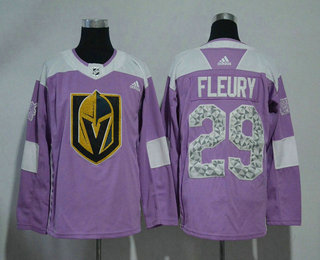Men's Vegas Golden Knights #29 Marc-Andre Fleury Purple Fights Cancer Stitched NHL Jersey