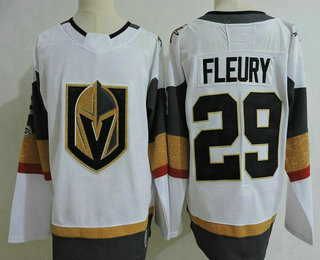 Men's Vegas Golden Knights #29 Marc-Andre Fleury White 100th Anniversary 2017-2018 Hockey Stitched NHL Jersey