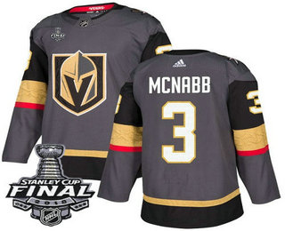 Men's Vegas Golden Knights #3 Brayden McNabb Gray Stitched NHL Home with 2018 Stanley Cup Final Patch  Jersey