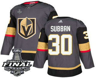 Men's Vegas Golden Knights #30 Malcolm Subban Gray Stitched NHL Home with 2018 Stanley Cup Final Patch  Jersey