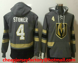 Men's Vegas Golden Knights #4 Clayton Stoner Gray Pocket Stitched NHL Old Time Hockey Pullover Hoodie