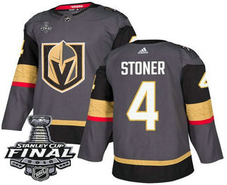 Men's Vegas Golden Knights #4 Clayton Stoner Gray Stitched NHL Home with 2018 Stanley Cup Final Patch  Jersey