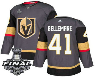 Men's Vegas Golden Knights #41 Pierre-Edouard Bellemare Gray Stitched NHL Home with 2018 Stanley Cup Final Patch  Jersey
