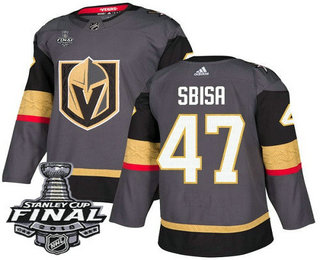 Men's Vegas Golden Knights #47 Luca Sbisa Gray Stitched NHL Home with 2018 Stanley Cup Final Patch  Jersey