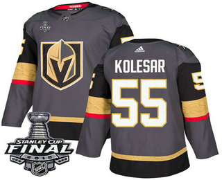 Men's Vegas Golden Knights #55 Keegan Kolesar Gray Stitched NHL Home with 2018 Stanley Cup Final Patch  Jersey