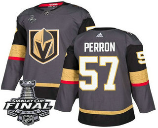 Men's Vegas Golden Knights #57 David Perron Gray Stitched NHL Home with 2018 Stanley Cup Final Patch  Jersey