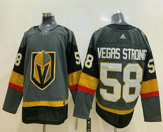 Men's Vegas Golden Knights #58 Vegas Strong Gray Adidas Stitched NHL Jersey