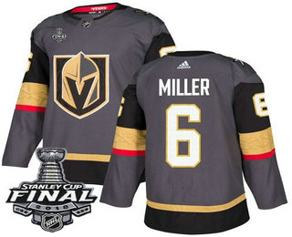 Men's Vegas Golden Knights #6 Colin Miller Gray Stitched NHL Home with 2018 Stanley Cup Final Patch  Jersey