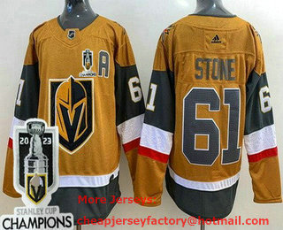 Men's Vegas Golden Knights #61 Mark Stone Gold 2023 Stanley Cup Champions Authentic Jersey