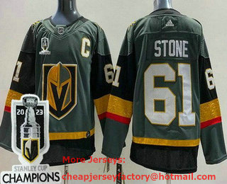 Men's Vegas Golden Knights #61 Mark Stone Gray 2023 Stanley Cup Champions Authentic Jersey