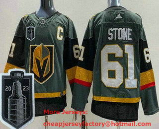 Men's Vegas Golden Knights #61 Mark Stone Gray 2023 Stanley Cup Final Authentic Jersey