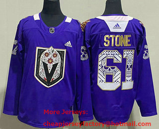 Men's Vegas Golden Knights #61 Mark Stone Purple Hispanic Heritage Warmup Stitched Jersey