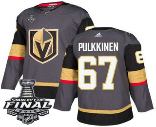 Men's Vegas Golden Knights #67 Teemu Pulkkinen Gray Stitched NHL Home with 2018 Stanley Cup Final Patch  Jersey