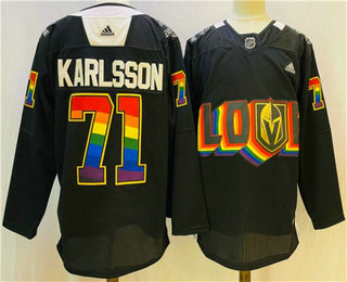 Men's Vegas Golden Knights #71 William Karlsson 2022 Black Pride Night Stitched Jersey