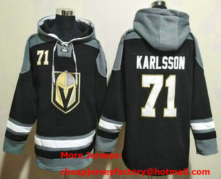 Men's Vegas Golden Knights #71 William Karlsson Black Ageless Must Have Lace Up Pullover Hoodie
