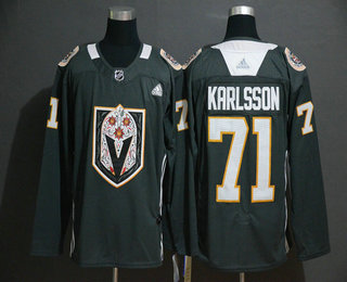 Men's Vegas Golden Knights #71 William Karlsson Gray Dia De Los Muertos Adidas Jersey