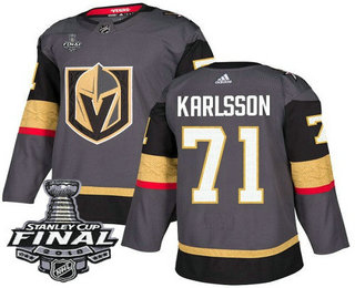 Men's Vegas Golden Knights #71 William Karlsson Gray Stitched NHL Home with 2018 Stanley Cup Final Patch  Jersey