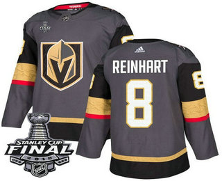 Men's Vegas Golden Knights #8 Griffin Reinhart Gray Stitched NHL Home with 2018 Stanley Cup Final Patch  Jersey