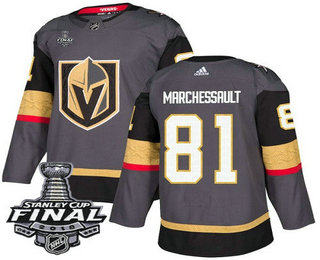 Men's Vegas Golden Knights #81 Jonathan Marchessault Gray Stitched NHL Home with 2018 Stanley Cup Final Patch  Jersey