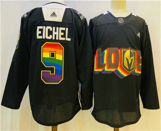 Men's Vegas Golden Knights #9 Jack Eichel 2022 Black Pride Night Stitched Jersey