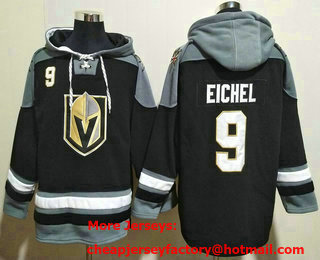 Men's Vegas Golden Knights #9 Jack Eichel Black Ageless Must Have Lace Up Pullover Hoodie