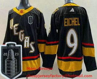 Men's Vegas Golden Knights #9 Jack Eichel Black Reverse Retro 2023 Stanley Cup Final Authentic Jersey