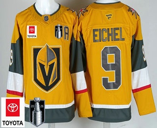 Men's Vegas Golden Knights #9 Jack Eichel Gold 2026 Stanley Cup Final Sponsor Authentic Jersey