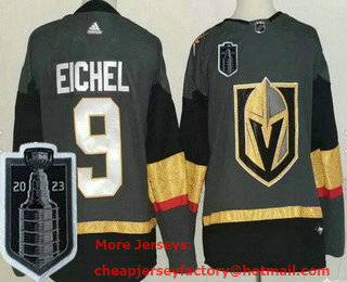 Men's Vegas Golden Knights #9 Jack Eichel Gray 2023 Stanley Cup Final Authentic Jersey