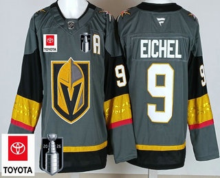 Men's Vegas Golden Knights #9 Jack Eichel Gray 2026 Stanley Cup Final Sponsor Authentic Jersey