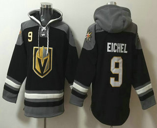 Men's Vegas Golden Knights #9 Jack Eichel Grey Ageless Must Have Lace Up Pullover Hoodie
