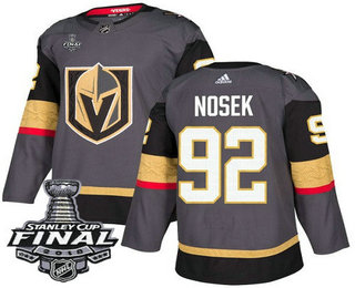 Men's Vegas Golden Knights #92 Tomas Nosek Gray Stitched NHL Home with 2018 Stanley Cup Final Patch  Jersey