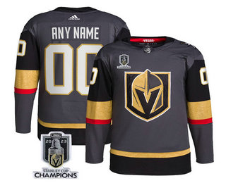 Men's Vegas Golden Knights Active Player Custom Grey 2023 Stanley Cup Champions Stitched Jersey