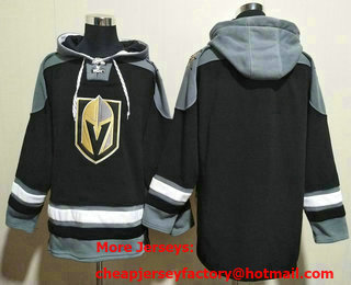 Men's Vegas Golden Knights Blank Black Ageless Must Have Lace Up Pullover Hoodie