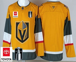 Men's Vegas Golden Knights Blank Gold 2026 Stanley Cup Final Sponsor Authentic Jersey
