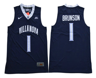 Men's Villanova Wildcats #1 Jalen Brunson V Neck Navy Blue College Basketball Nike Swingman Stitched NCAA Jersey